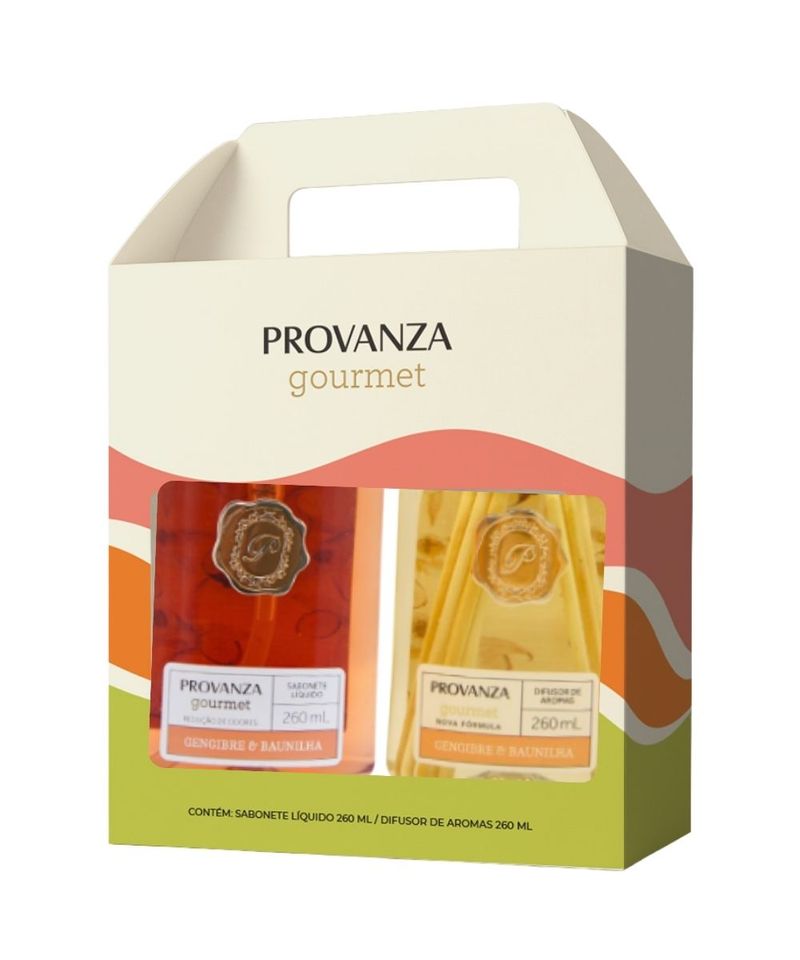 Kit-Linha-Gourmet-Gengibre-e-Baunilha-Difusor-de-Aromas-e-Sabonete-Liquido